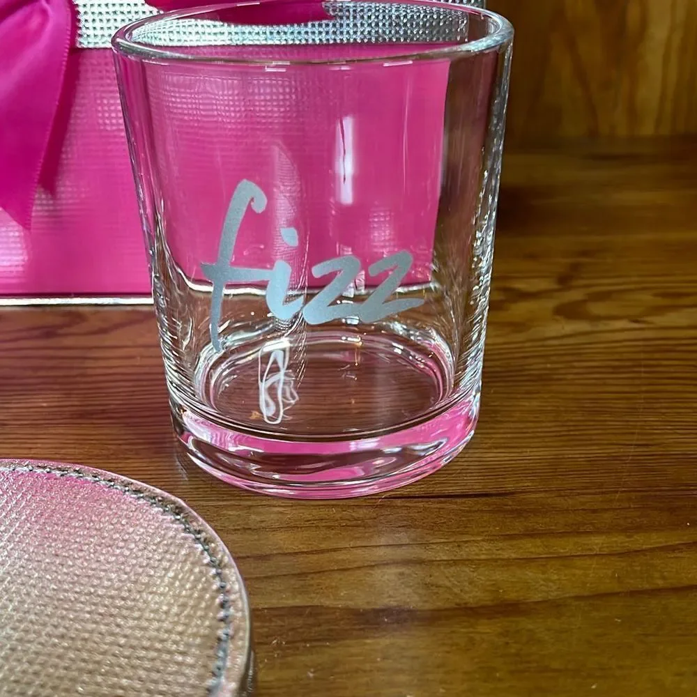 4 Low Ball‎ Drinks Part 10oz set cheers pop fizz clink with silver coasters
